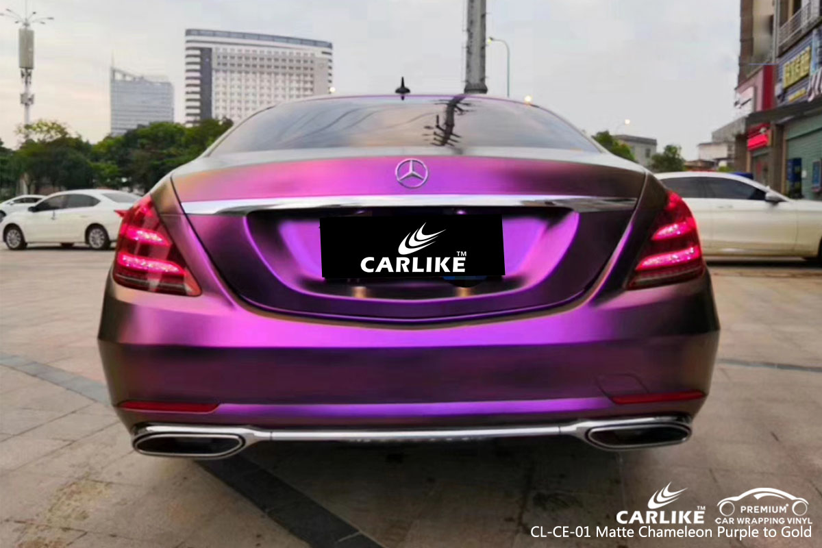 CARLIKE CL-CE-01 matte chameleon purple to gold car wrap vinyl for Mercedes-Benz