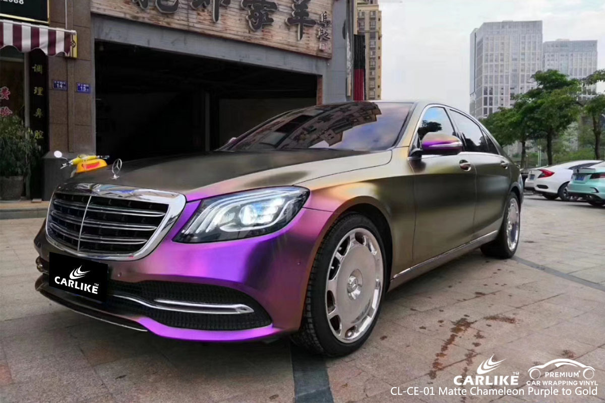 CARLIKE CL-CE-01 matte chameleon purple to gold car wrap vinyl for Mercedes-Benz