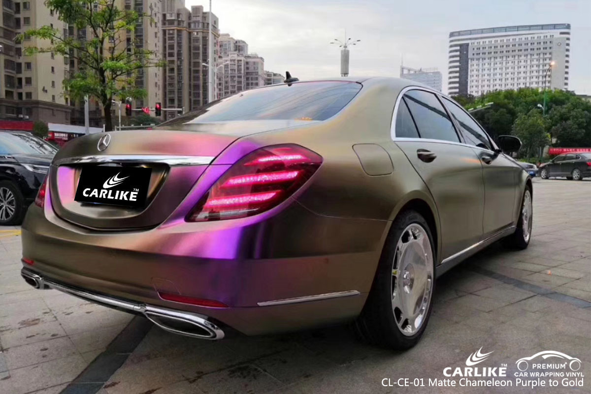 CARLIKE CL-CE-01 matte chameleon purple to gold car wrap vinyl for Mercedes-Benz