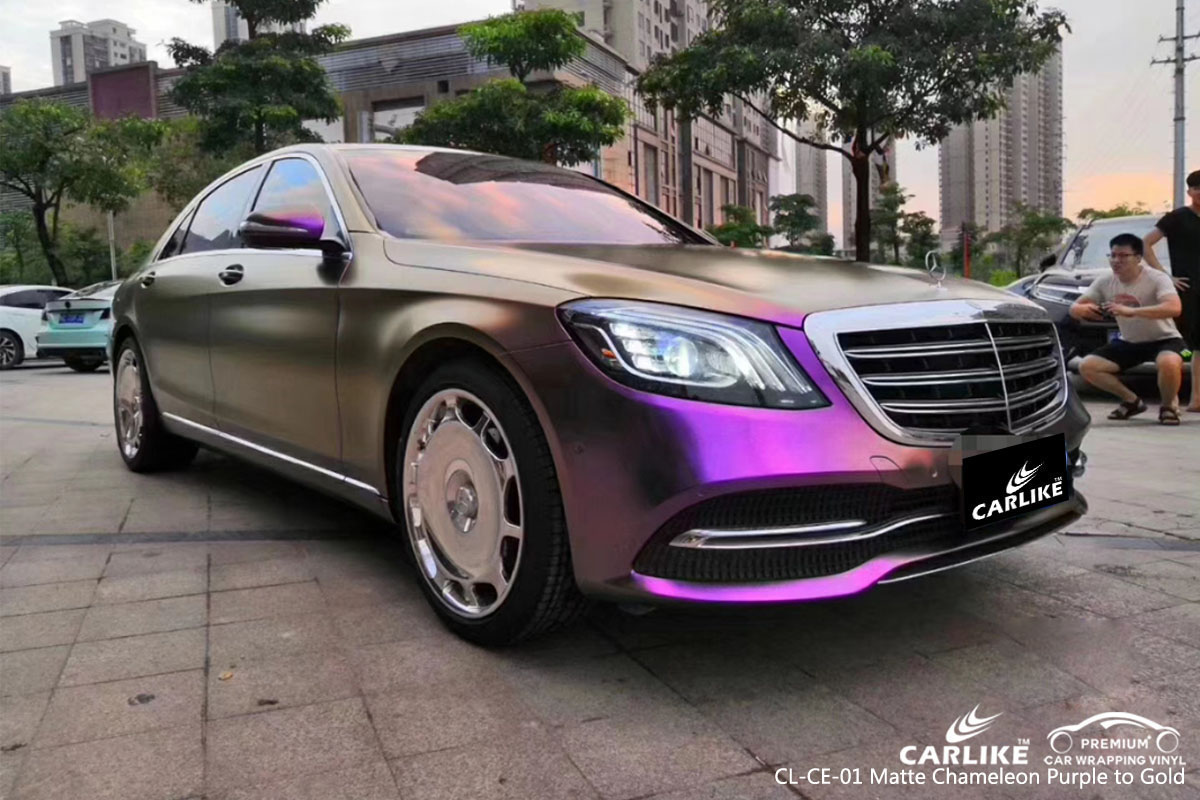 CARLIKE CL-CE-01 matte chameleon purple to gold car wrap vinyl for Mercedes-Benz