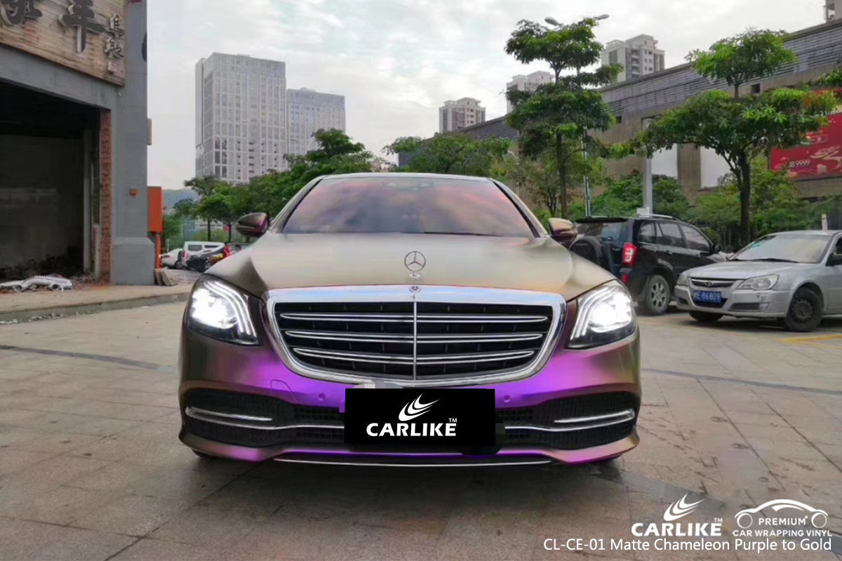 CARLIKE CL-CE-01 matte chameleon purple to gold car wrap vinyl for Mercedes-Benz