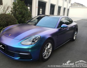 CL-CE-02 matte chameleon light blue to purple vinyl car wrap supplier philippines for Porsche