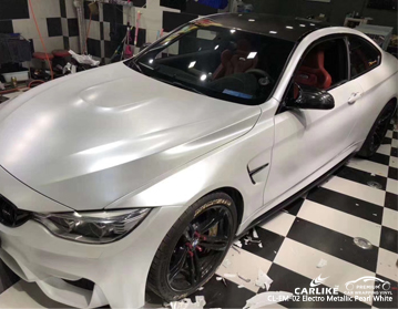 CARLIKE CL-EM-02 BMW için elektro metalik inci beyaz araba sarma vinil
