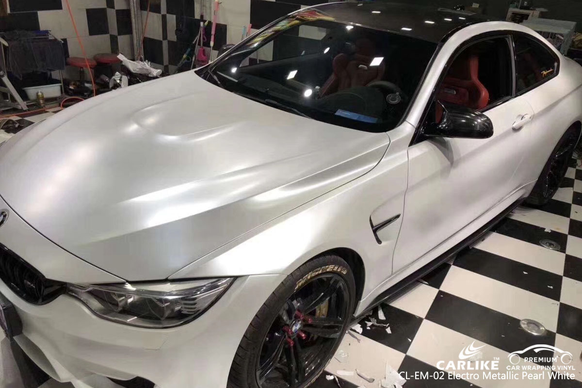 CARLIKE CL-EM-02 electro metallic pearl white car wrap vinyl for BMW