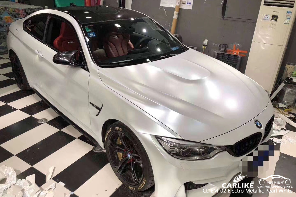 CARLIKE CL-EM-02 electro metallic pearl white car wrap vinyl for BMW