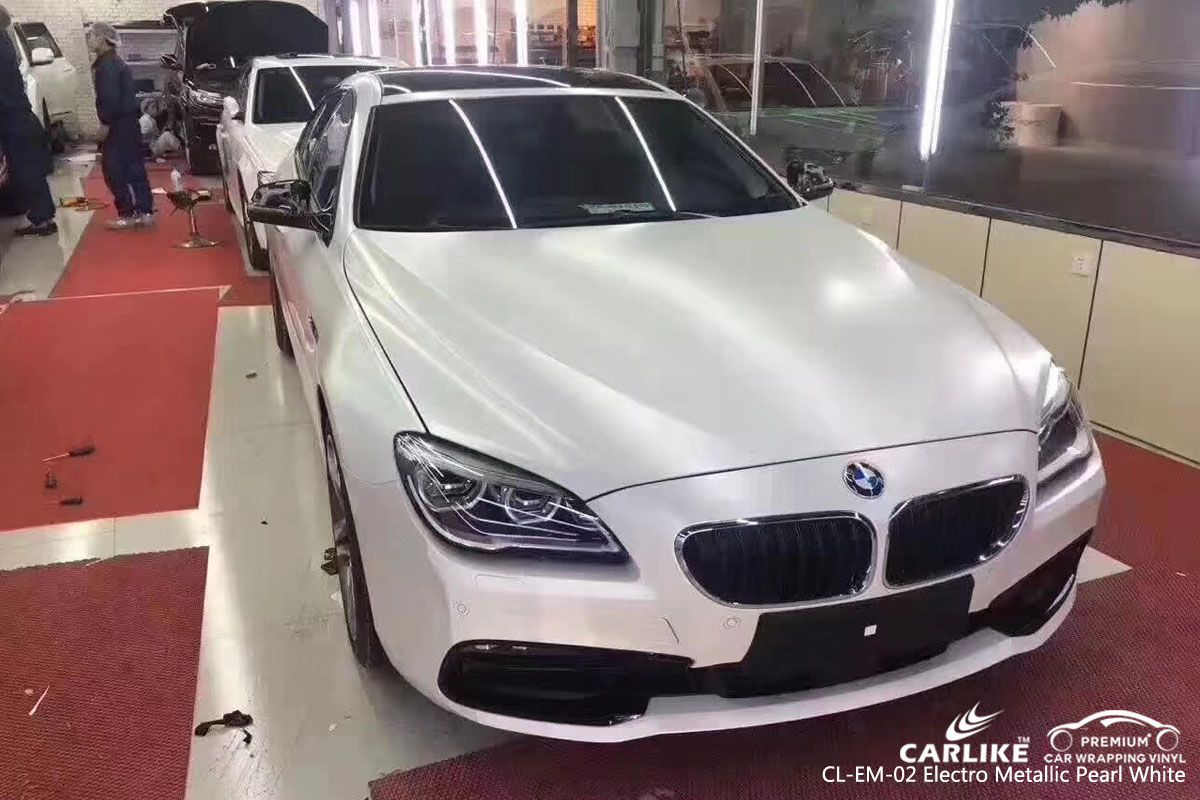 CARLIKE CL-EM-02 electro metallic pearl white car wrap vinyl for BMW
