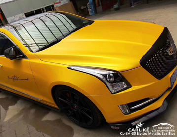 CL-EM-14 wrap vinyl electro metallique jaune voiture pour Cadillac