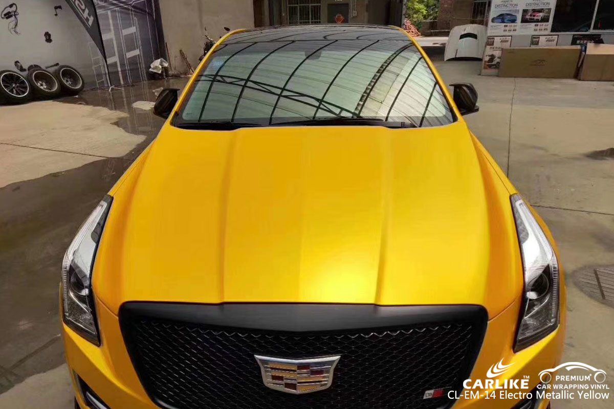 CARLIKE CL-EM-14 electro metallic metallic yellow car wrap vinyl for Cadillac