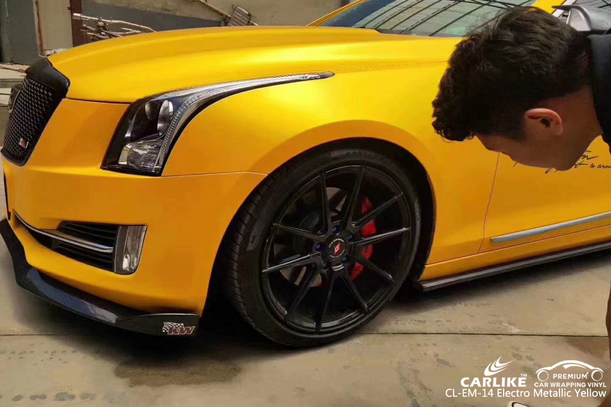 CARLIKE CL-EM-14 electro metallic metallic yellow car wrap vinyl for Cadillac