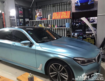 CL-EM-24 wrap vinyl de voiture electro metallique metallique bleu pour BMW
