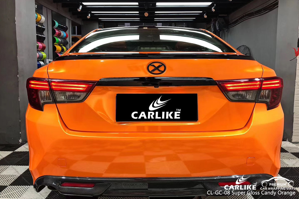 CARLIKE CL-GC-08 super gloss candy orange car wrap vinyl for Toyota