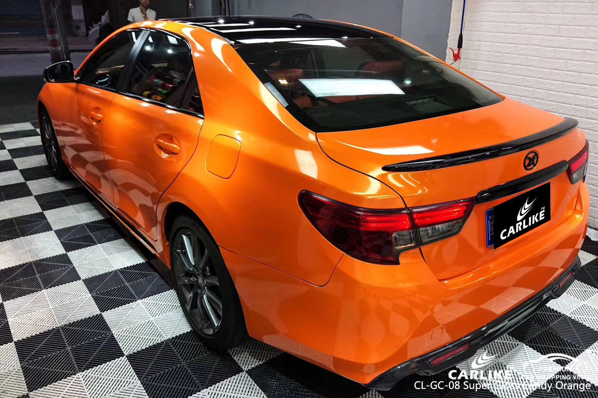 CARLIKE CL-GC-08 super gloss candy orange car wrap vinyl for Toyota