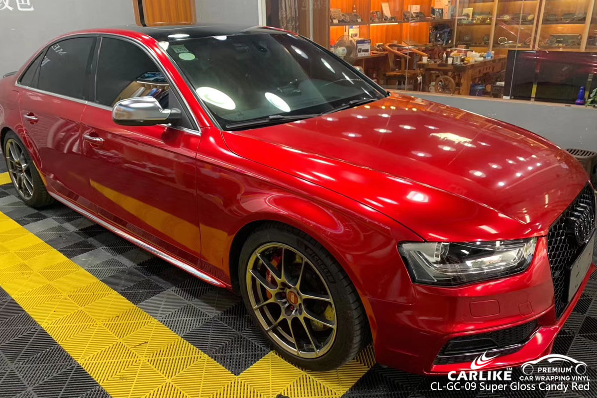 CARLIKE CL-GC-09 super gloss candy red car wrap vinyl for Audi