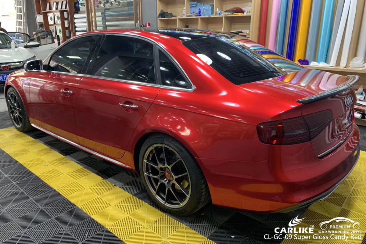CARLIKE CL-GC-09 super gloss candy red car wrap vinyl for Audi