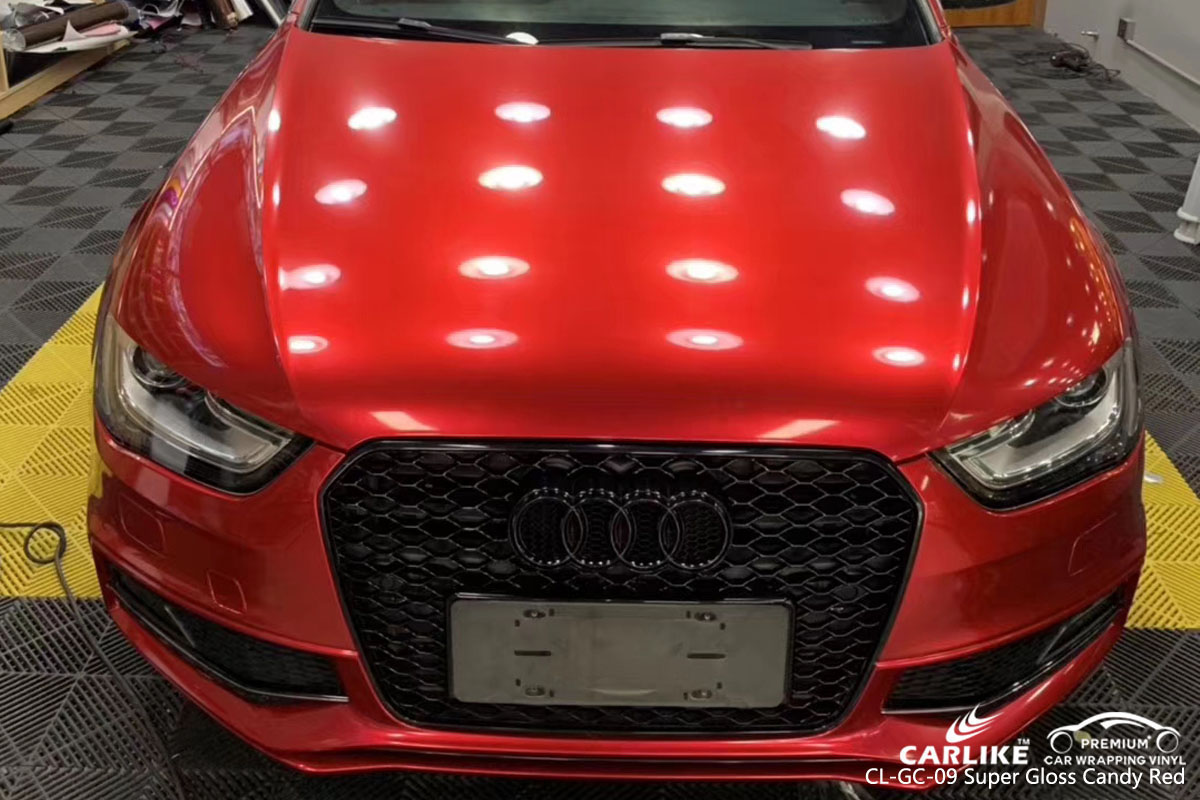 CARLIKE CL-GC-09 super gloss candy red car wrap vinyl for Audi