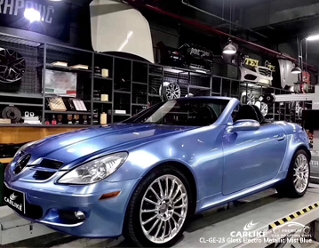 CL-GE-23 gloss electro metallic mist blue vinyl cost of wrapping a car for Mercedes-Benz