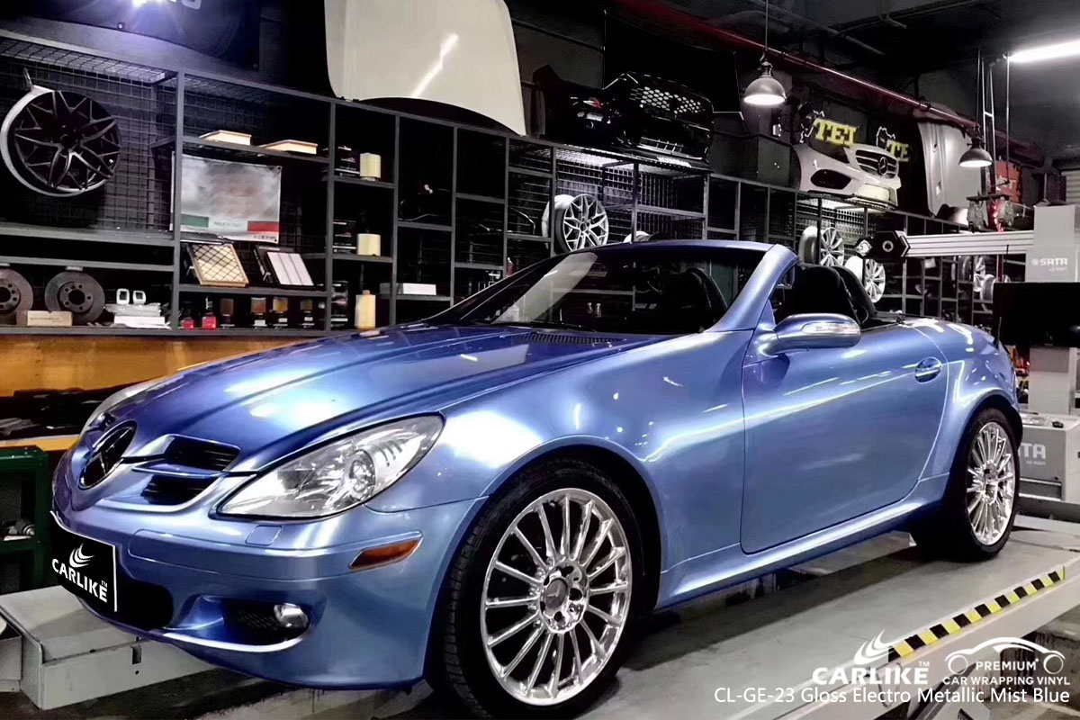 CARLIKE CL-GE-23 gloss electro metallic mist blue car wrap vinyl for Mercedes-Benz