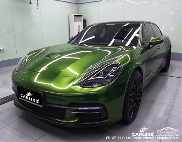CL-GE-31 wrap vinyle électro métallisé brillant mamba vert pour Porsche