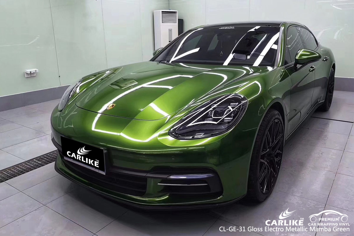 CARLIKE CL-GE-31 gloss electro metallic mamba green car wrap vinyl for Porsche