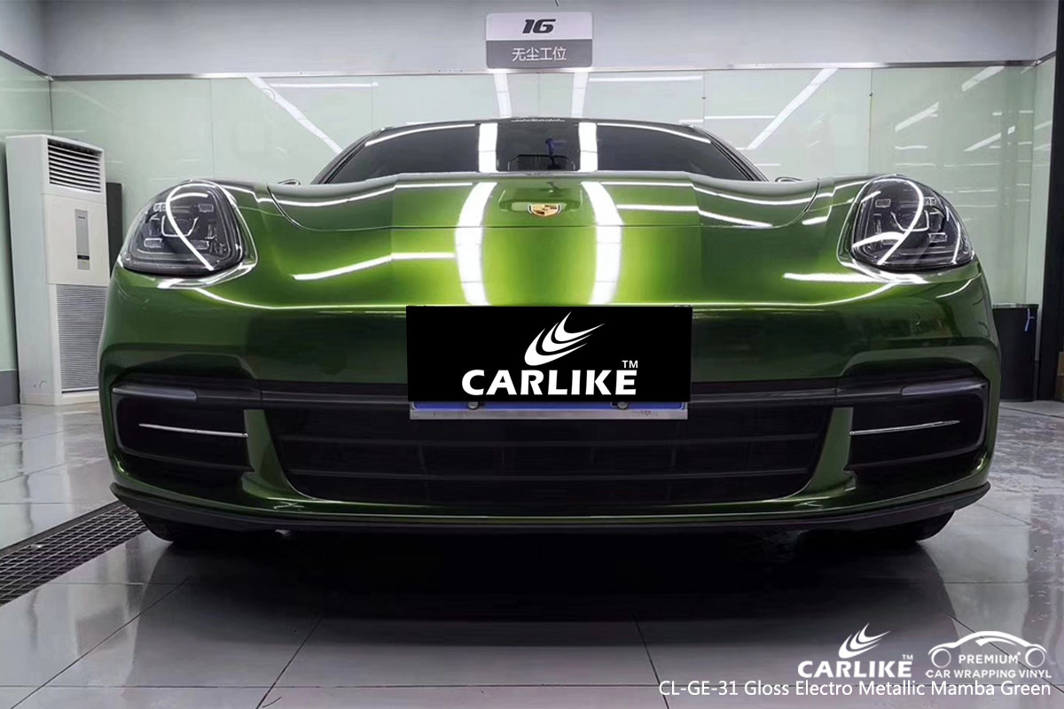 CARLIKE CL-GE-31 gloss electro metallic mamba green car wrap vinyl for Porsche