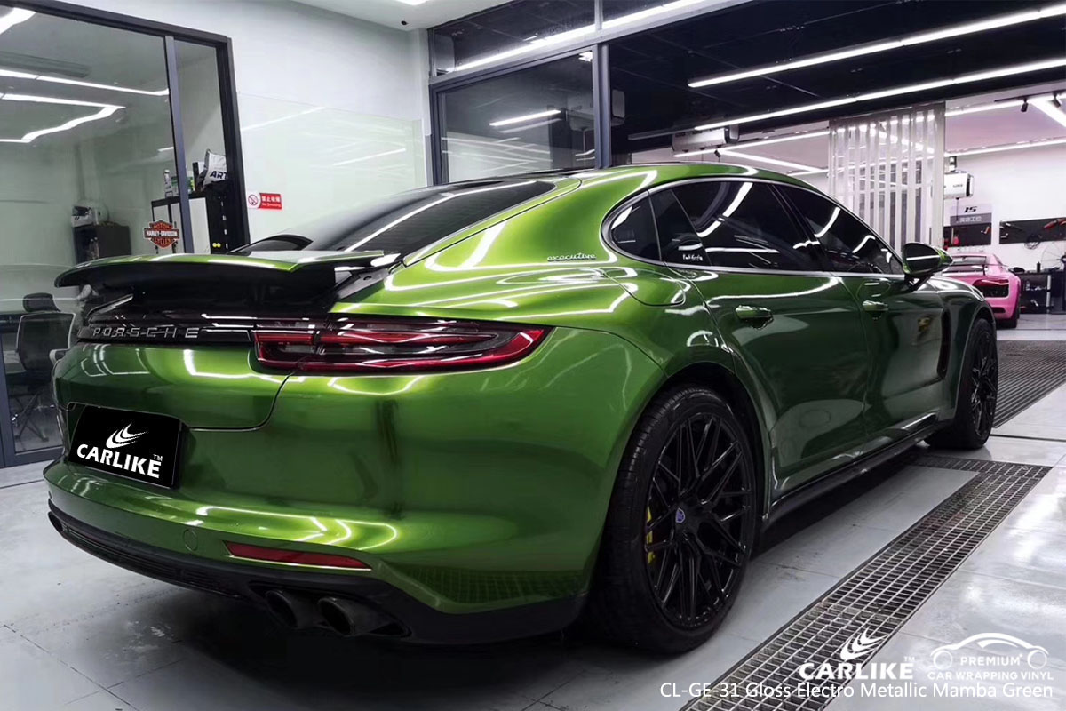 CARLIKE CL-GE-31 gloss electro metallic mamba green car wrap vinyl for Porsche