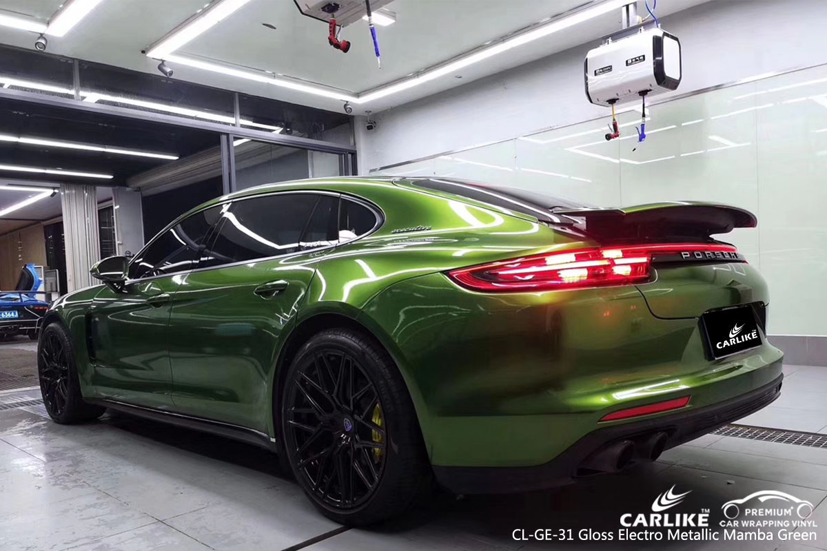 CARLIKE CL-GE-31 gloss electro metallic mamba green car wrap vinyl for Porsche