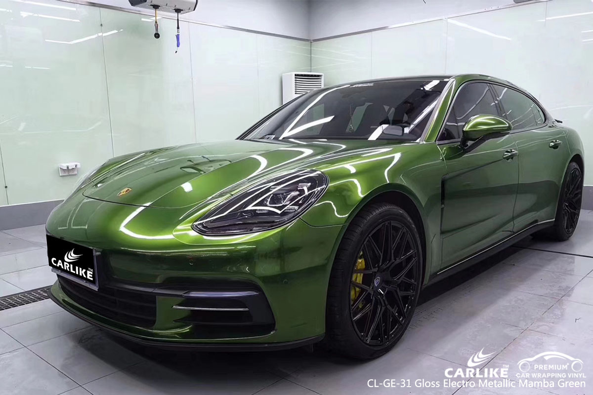CARLIKE CL-GE-31 gloss electro metallic mamba green car wrap vinyl for Porsche