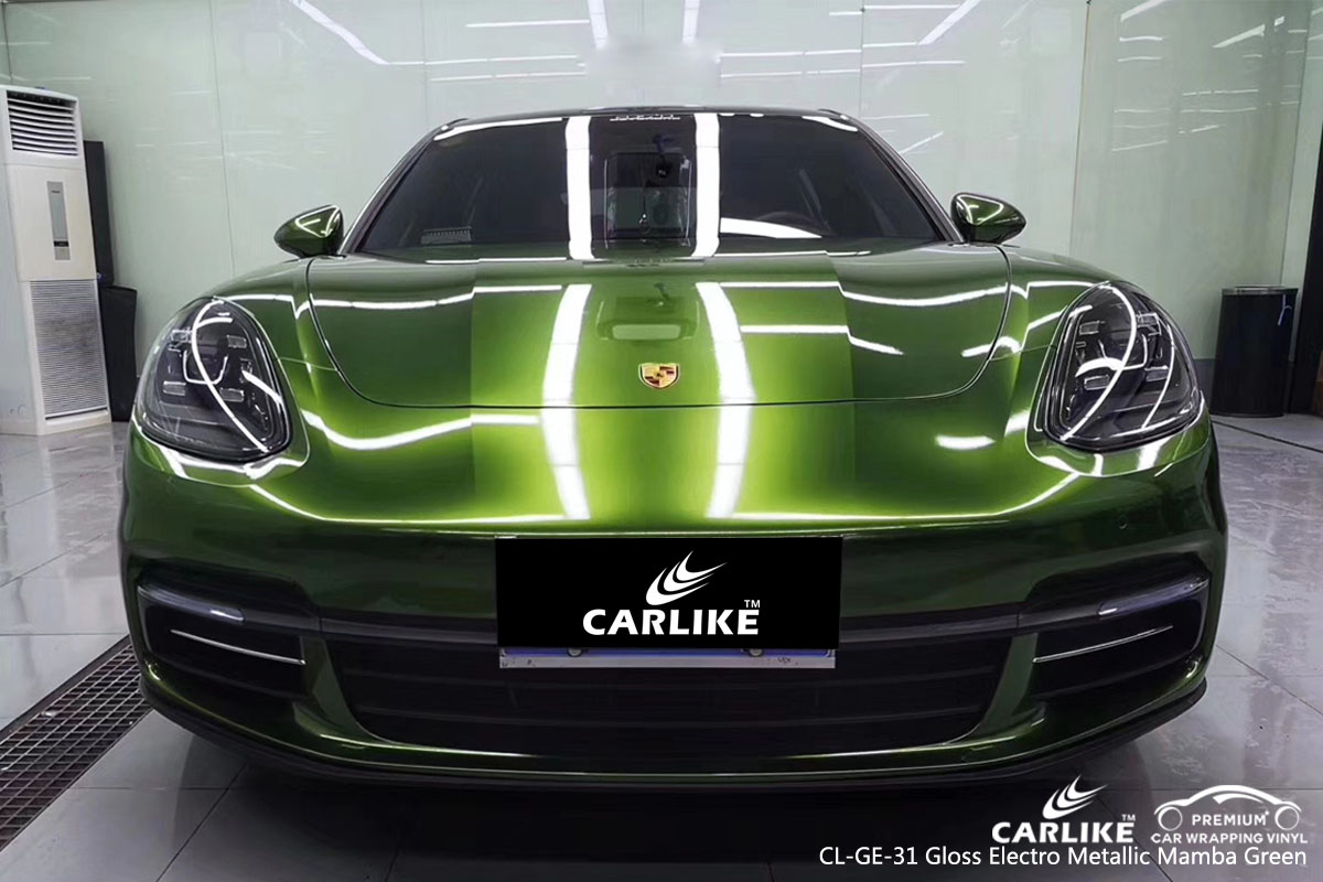 CARLIKE CL-GE-31 gloss electro metallic mamba green car wrap vinyl for Porsche