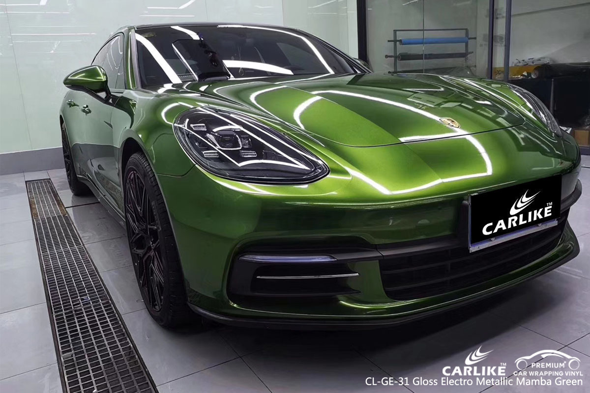 CARLIKE CL-GE-31 gloss electro metallic mamba green car wrap vinyl for Porsche