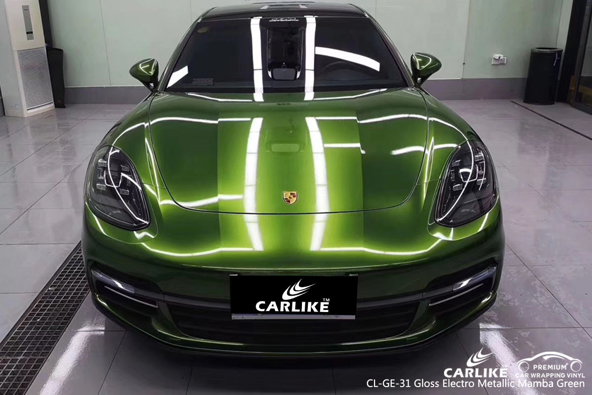 CARLIKE CL-GE-31 gloss electro metallic mamba green car wrap vinyl for Porsche