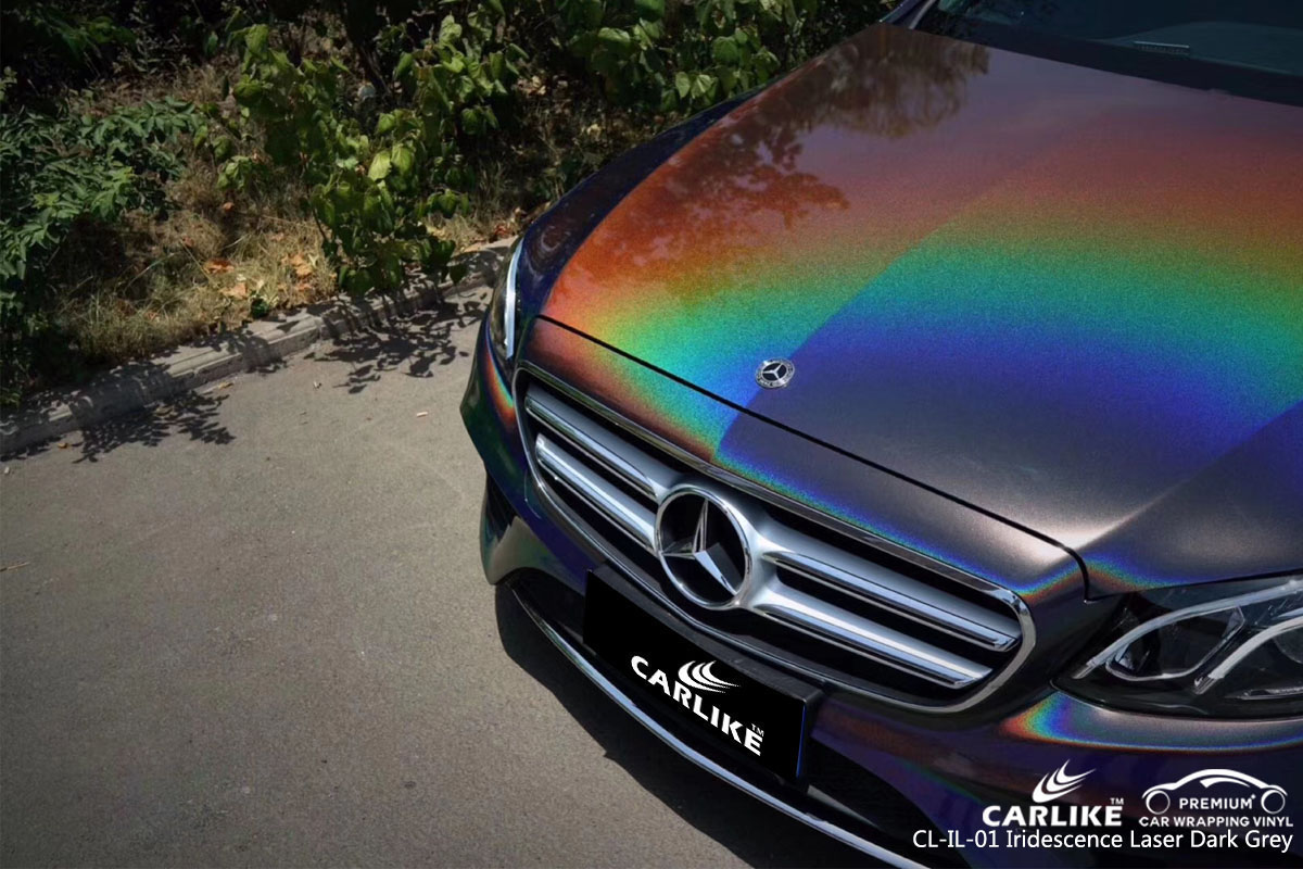 CARLIKE CL-IL-07 iridescence laser dark grey car wrap vinyl for Mercedes-Benz
