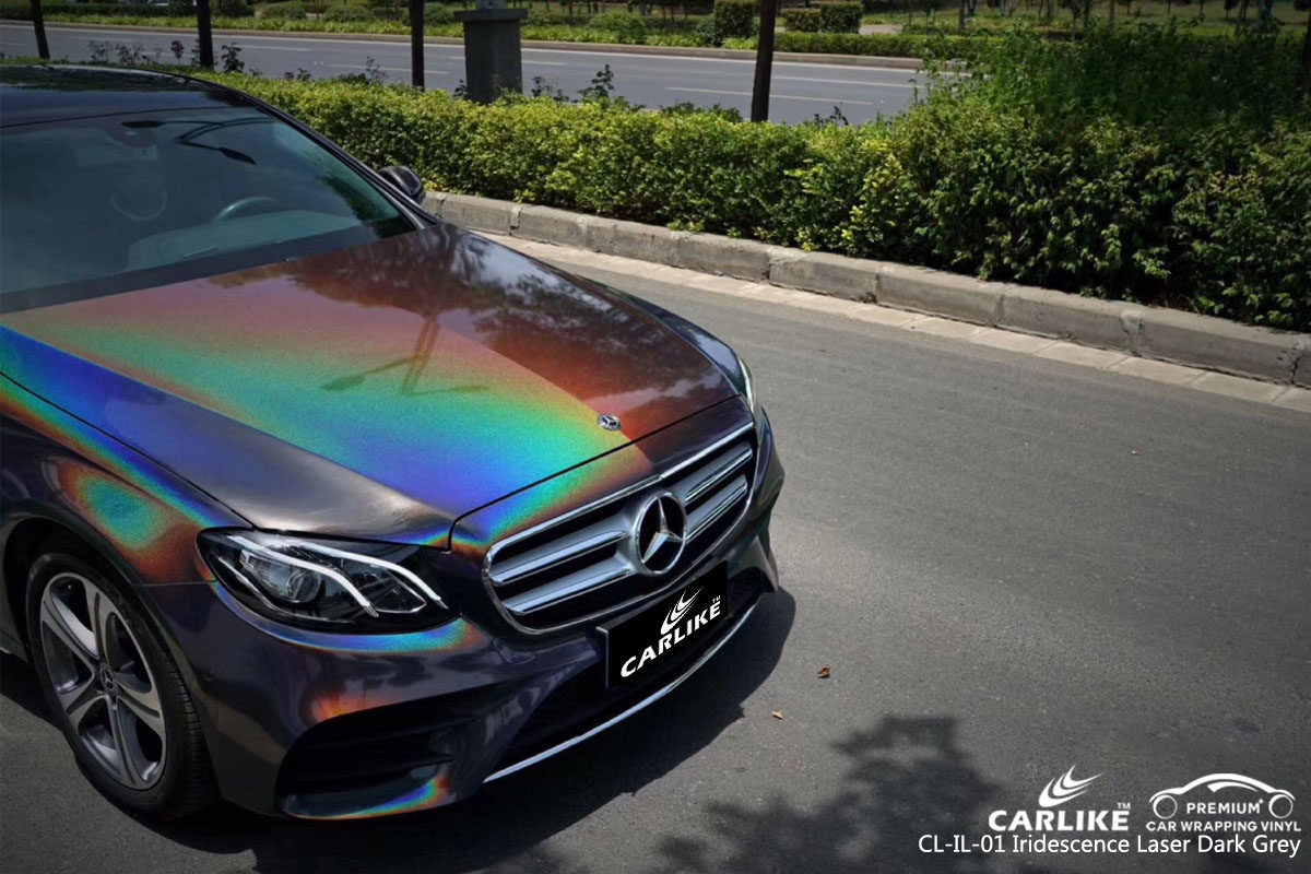 CARLIKE CL-IL-07 iridescence laser dark grey car wrap vinyl for Mercedes-Benz