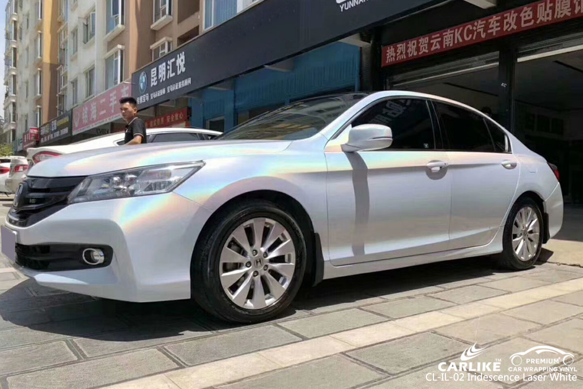 CARLIKE CL-IL-02 iridescence laser white car wrap vinyl for Honda