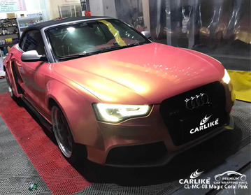 CL-MC-08 emballage de vinyle magique pour voiture rose corail pour Audi