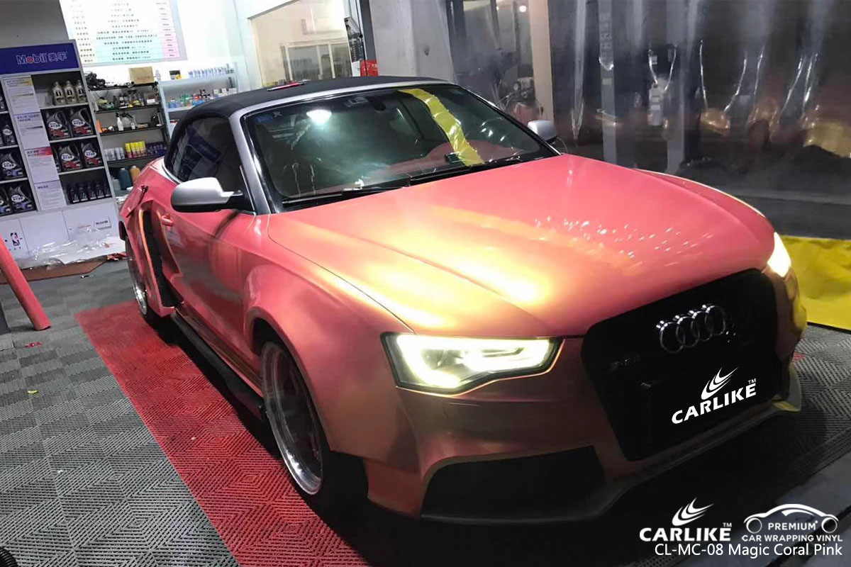 CARLIKE CL-MC-08 magic coral pink car wrapping vinyl for Audi