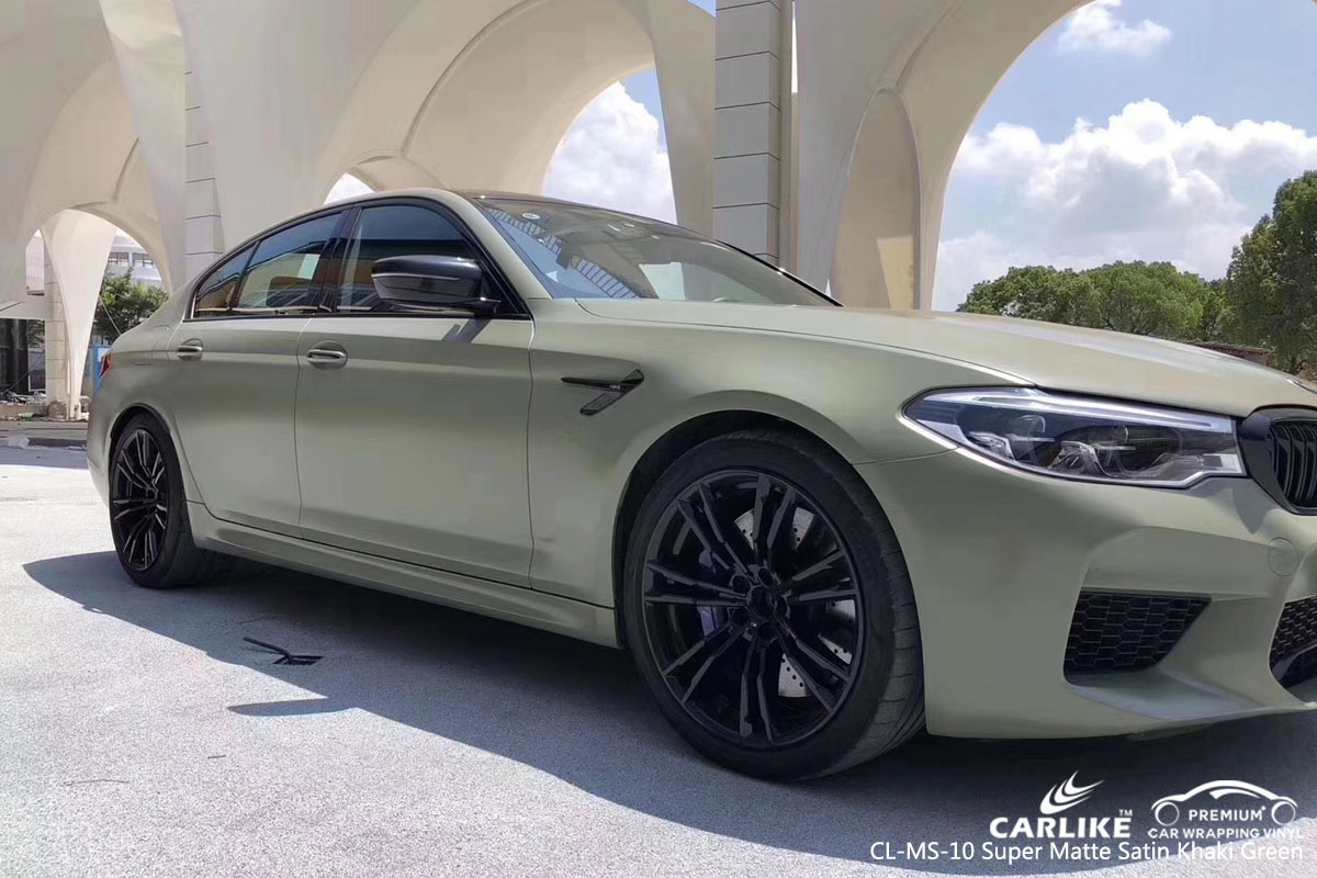 CARLIKE CL-MS-10 super matte satin khaki green car wrap vinyl for BMW