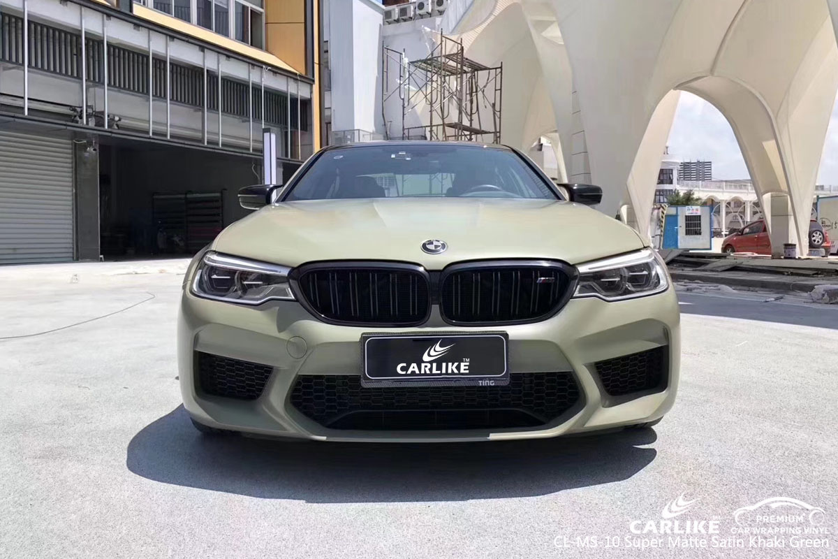 CARLIKE CL-MS-10 super matte satin khaki green car wrap vinyl for BMW