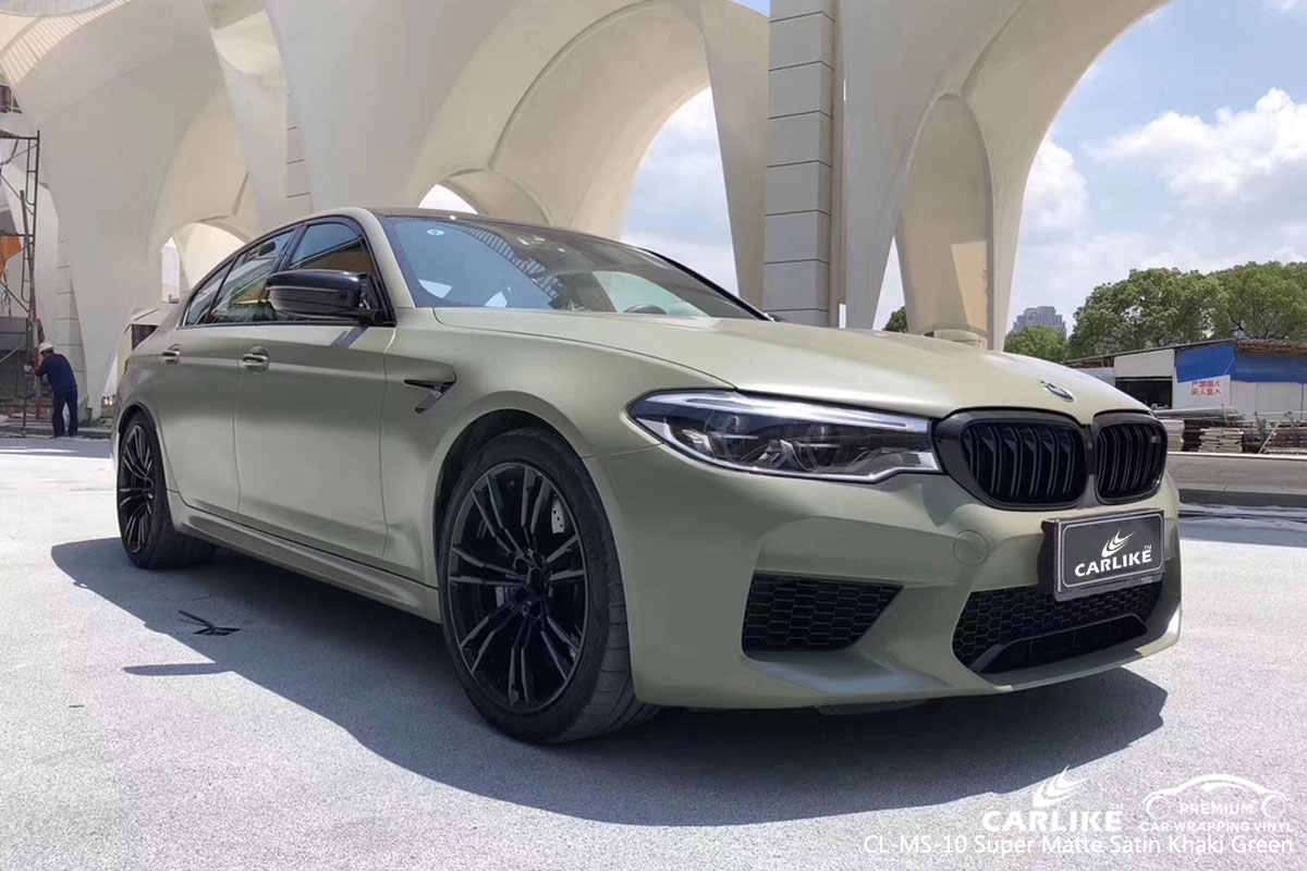 CARLIKE CL-MS-10 super matte satin khaki green car wrap vinyl for BMW