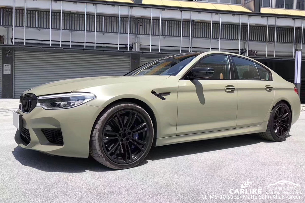 CARLIKE CL-MS-10 super matte satin khaki green car wrap vinyl for BMW