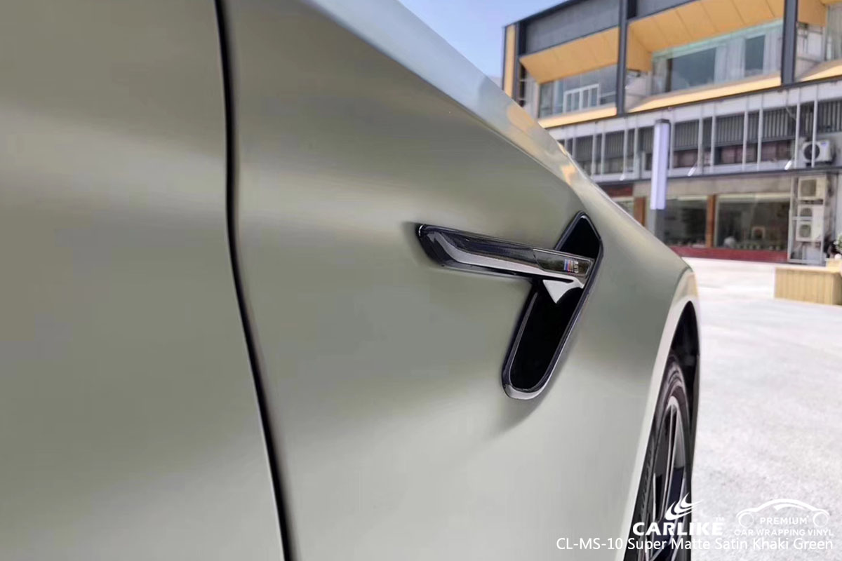 CARLIKE CL-MS-10 super matte satin khaki green car wrap vinyl for BMW