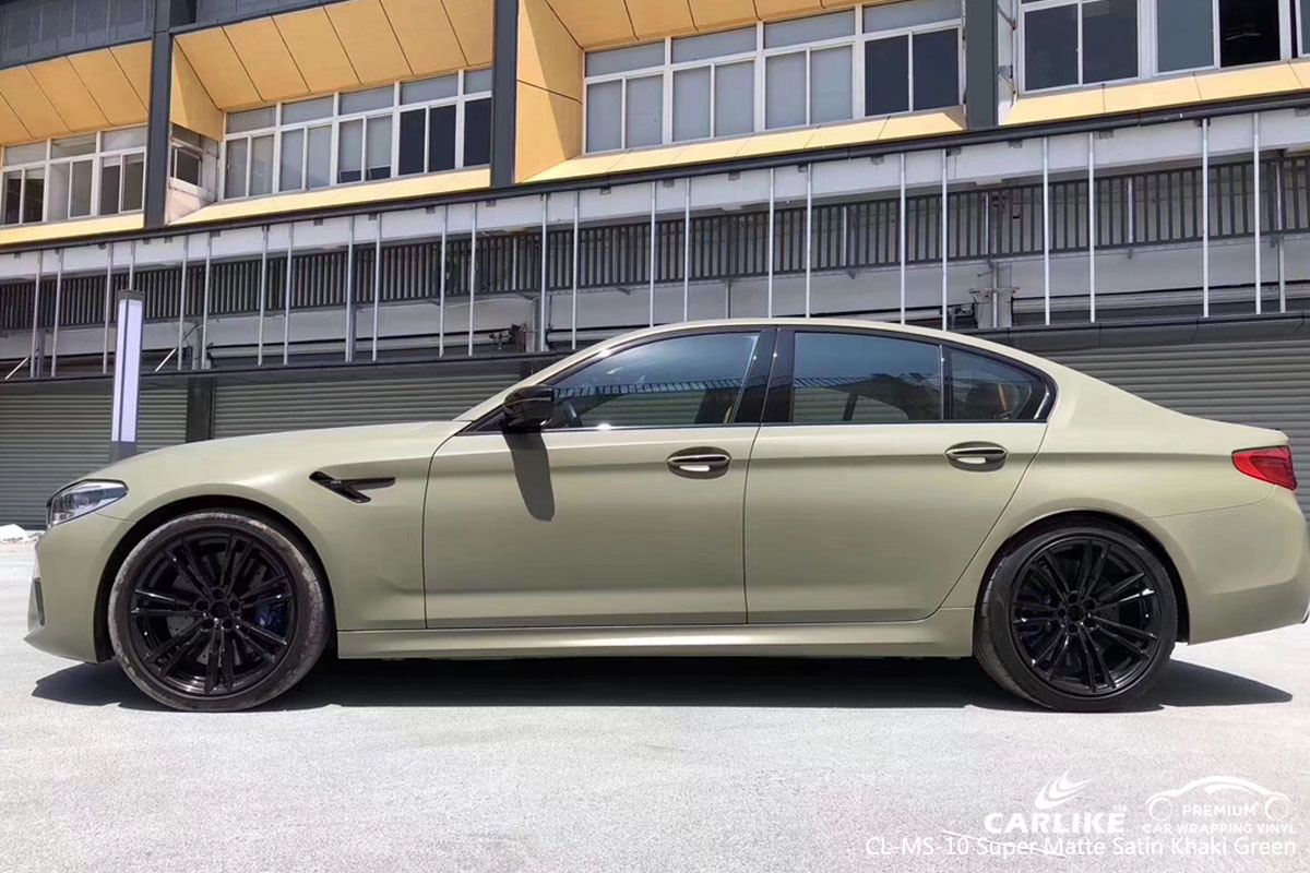 CARLIKE CL-MS-10 super matte satin khaki green car wrap vinyl for BMW