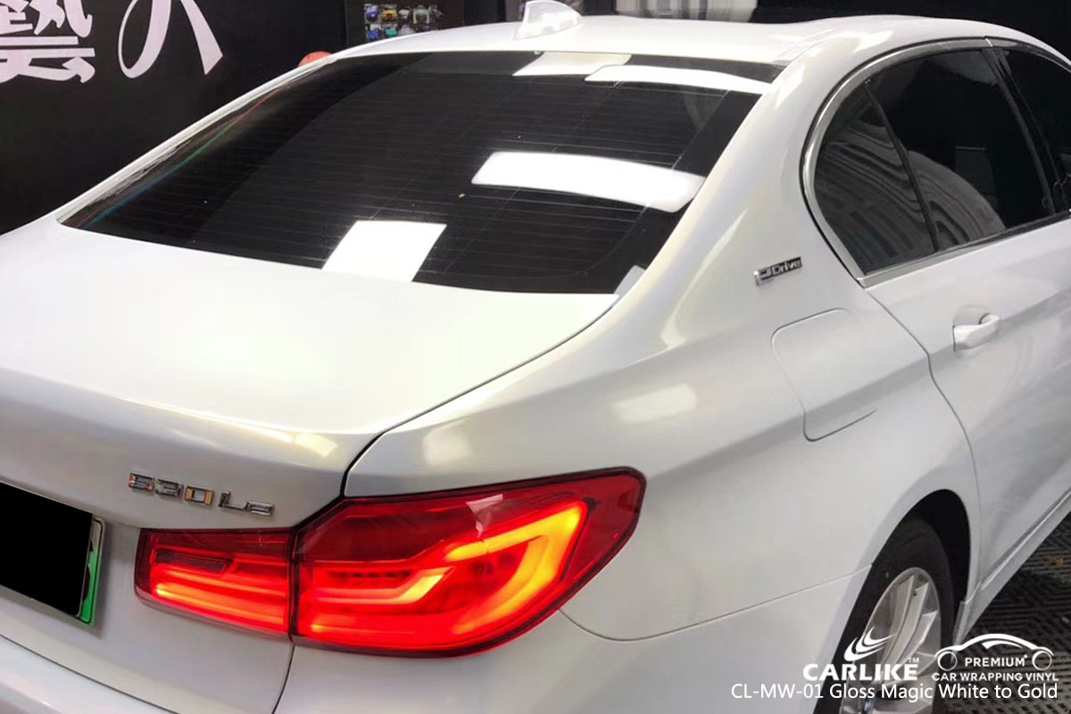 CARLIKE CL-MW-01 gloss magic white to gold car wrapping vinyl for BMW