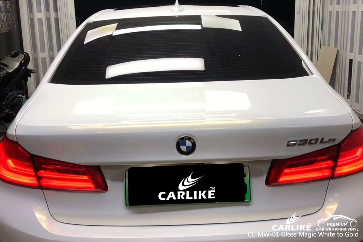 CARLIKE CL-MW-01 gloss magic white to gold car wrapping vinyl for BMW