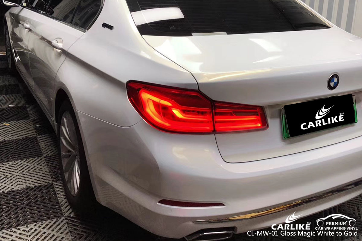 CARLIKE CL-MW-01 gloss magic white to gold car wrapping vinyl for BMW