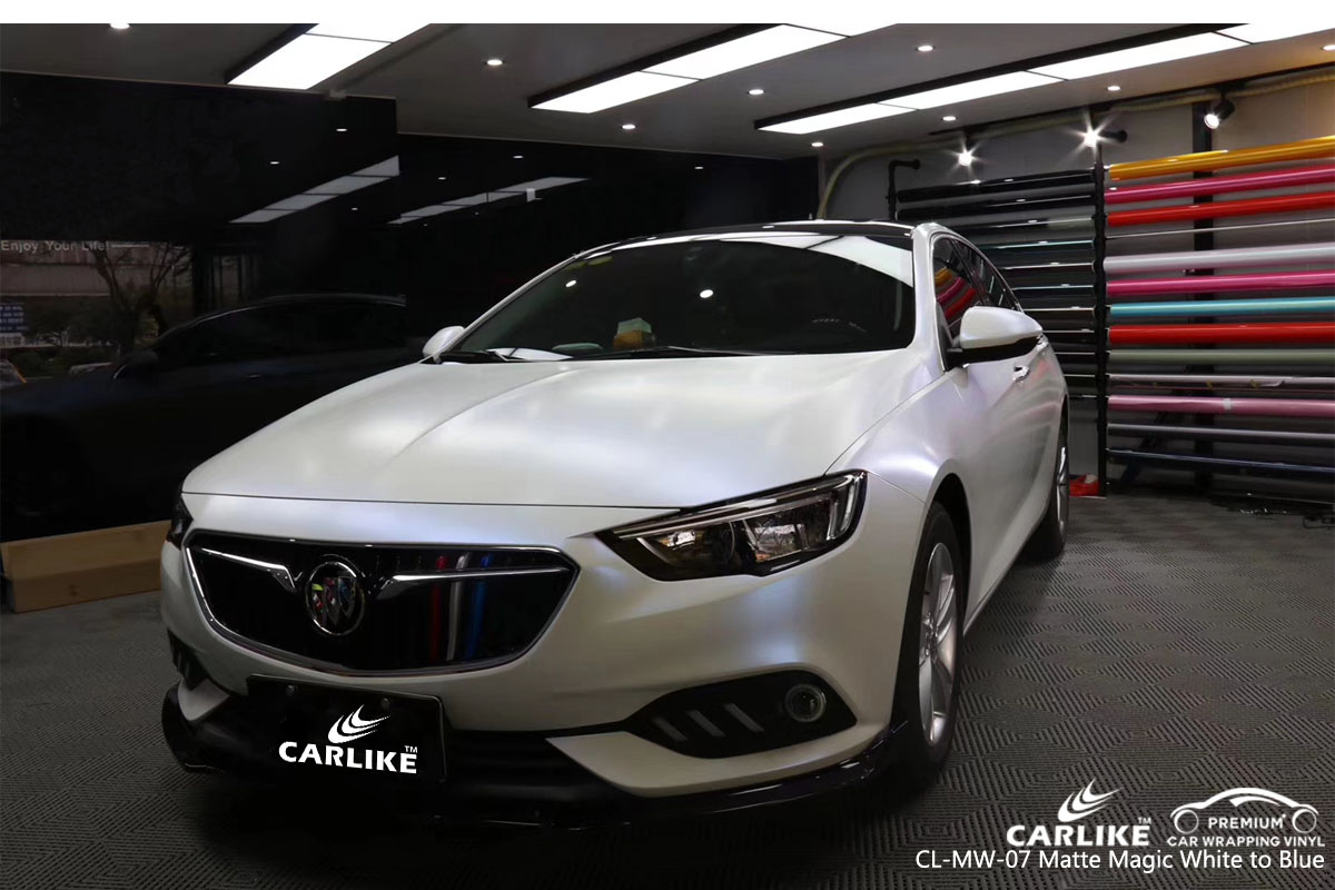 CARLIKE CL-MW-07 matte magic white to blue car wrap vinyl for Buick