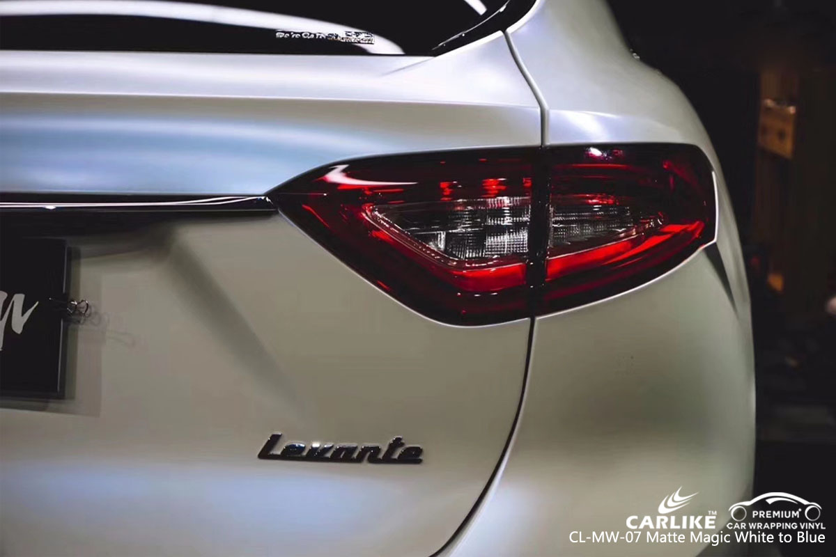 CARLIKE CL-MW-07 matte magic white to blue car wrap vinyl for Maserati