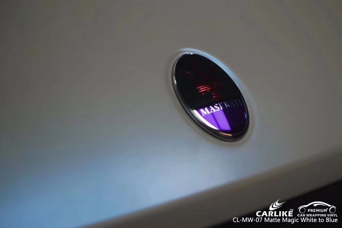 CARLIKE CL-MW-07 matte magic white to blue car wrap vinyl for Maserati