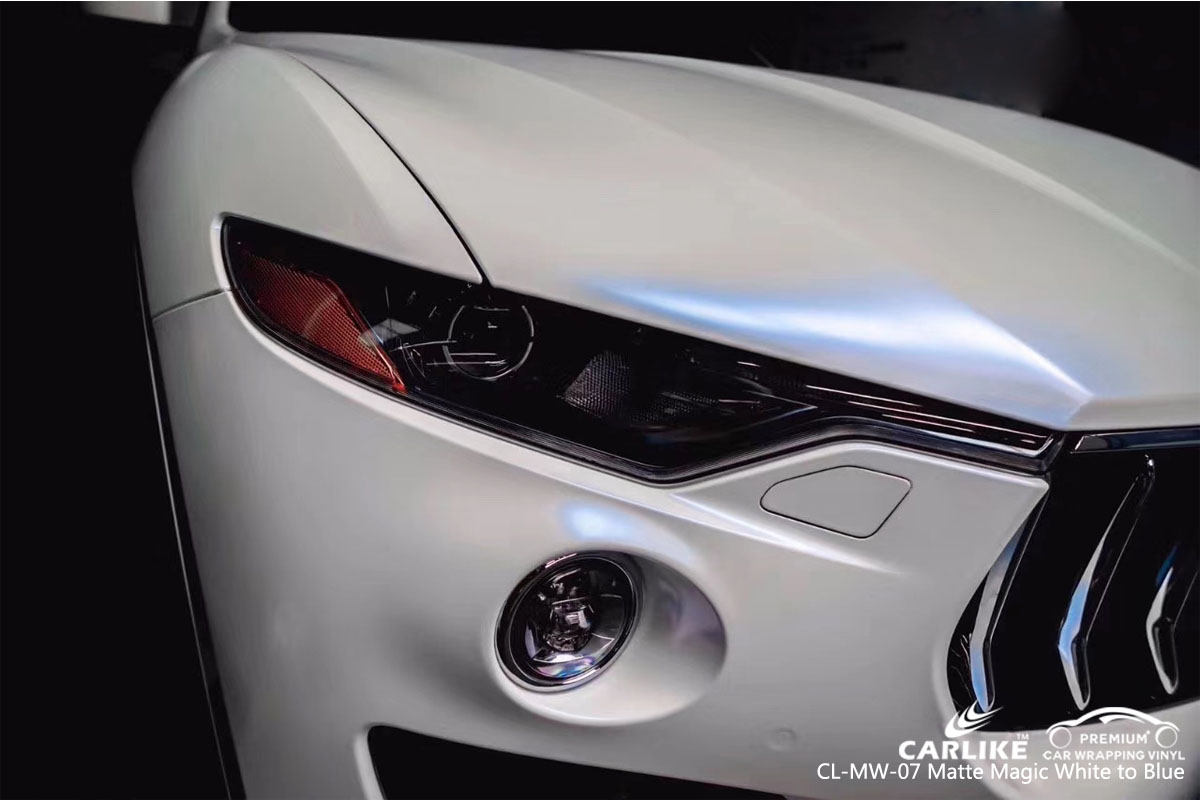 CARLIKE CL-MW-07 matte magic white to blue car wrap vinyl for Maserati