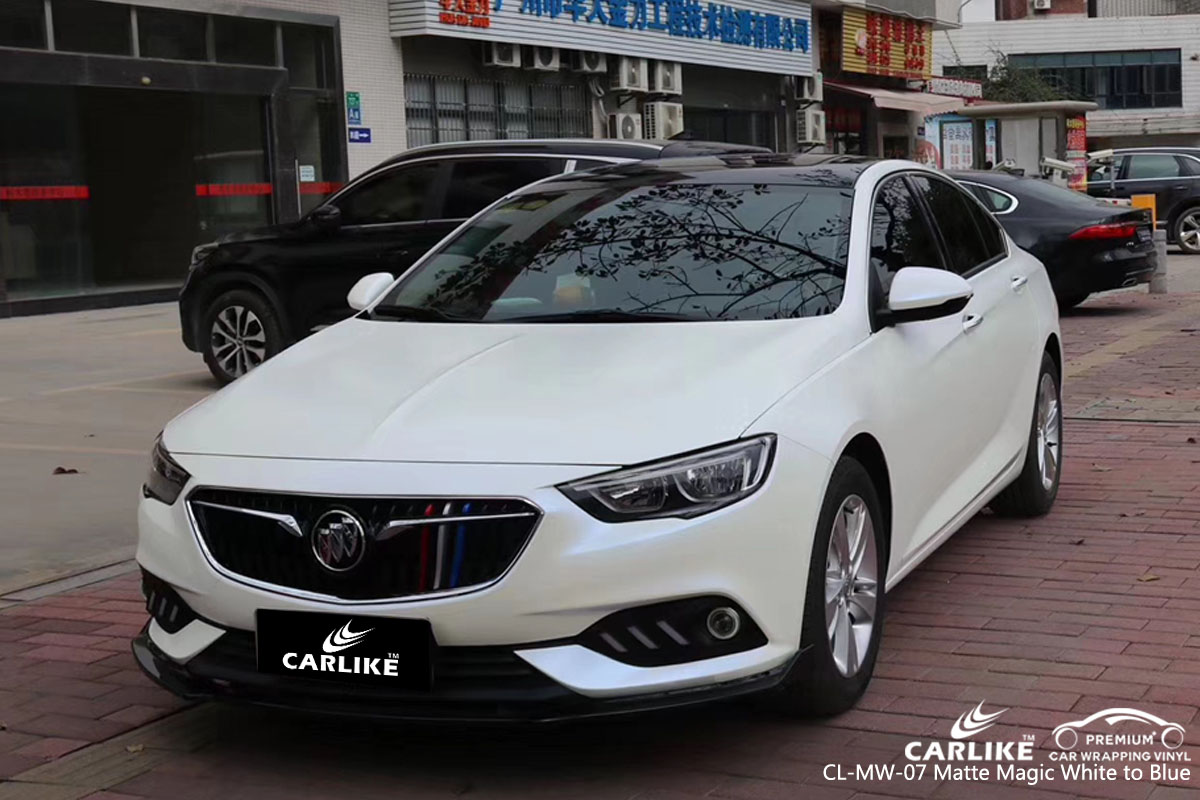 CARLIKE CL-MW-07 matte magic white to blue car wrap vinyl for Buick