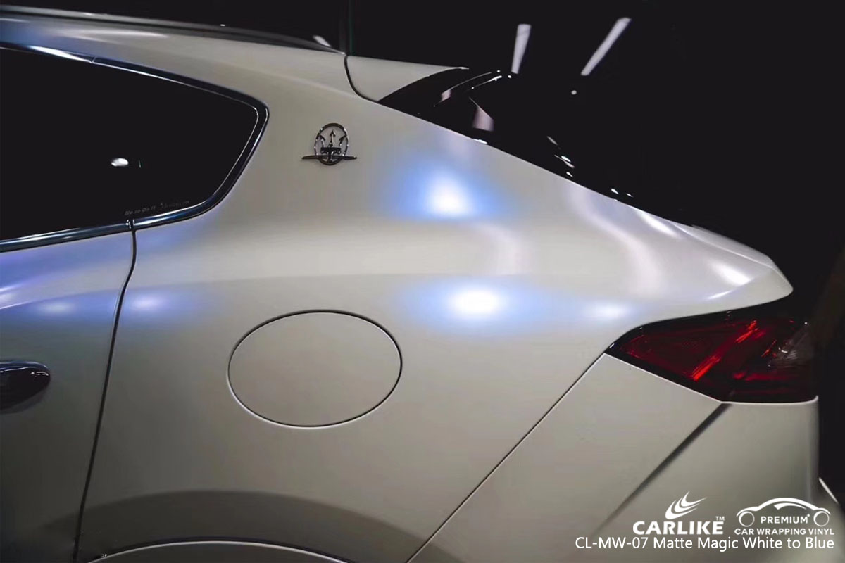 CARLIKE CL-MW-07 matte magic white to blue car wrap vinyl for Maserati